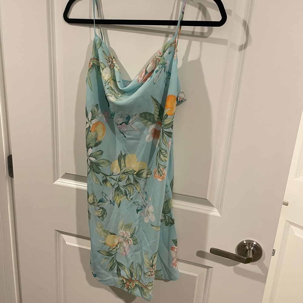 Blue floral silk dress